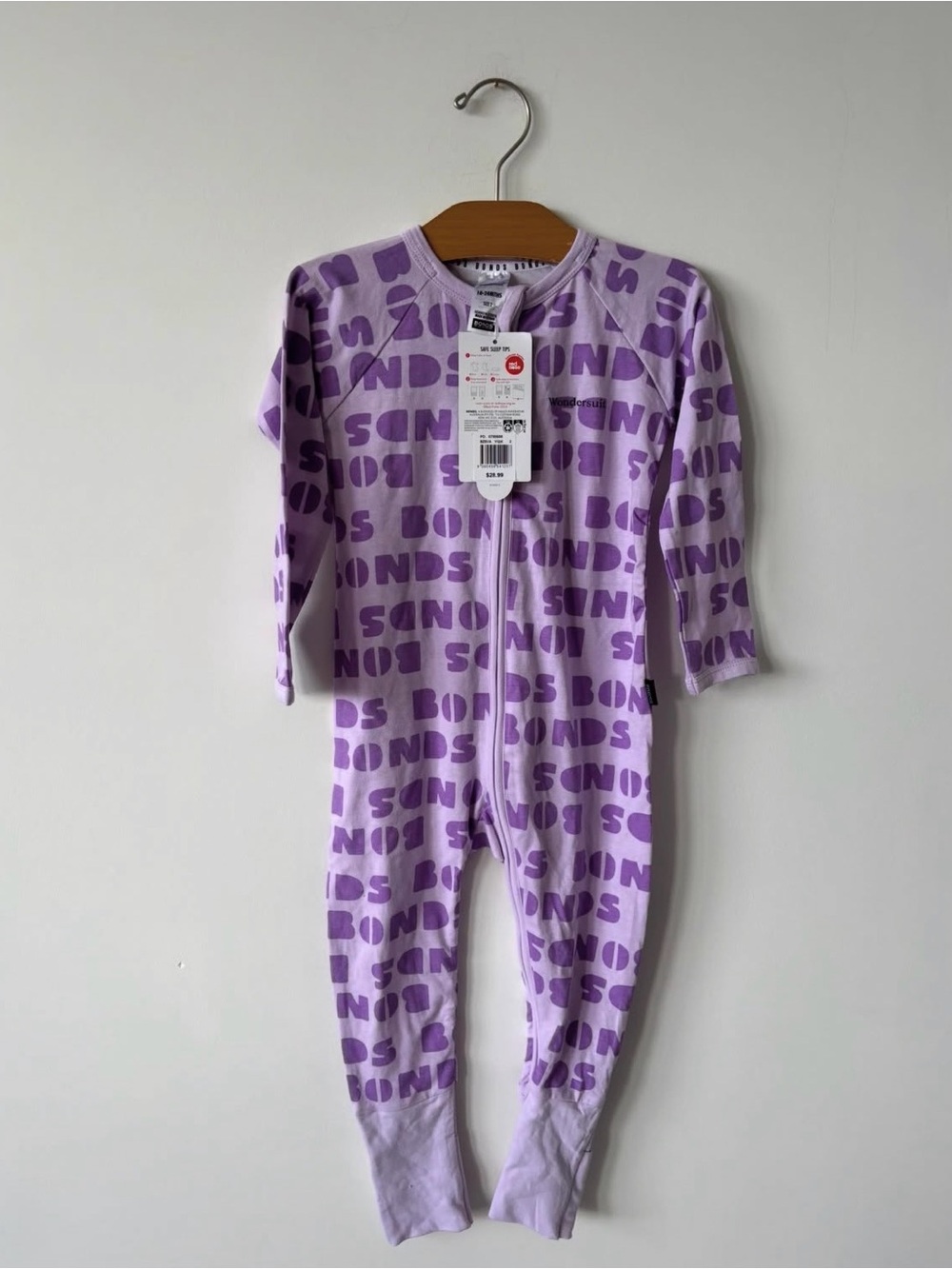 Bonds Lavender & Purple Zip-Up Baby One-Piece